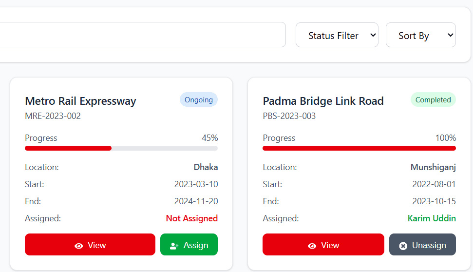 Sazin Construction – Admin Dashboard